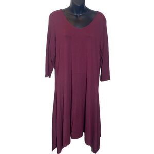 Eileen fisher viscose jersey dress new large maroon handkerchief capsule